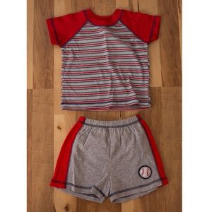 ADORABLE CLOUD MINE STRIPED BASEBALL SHORT SET